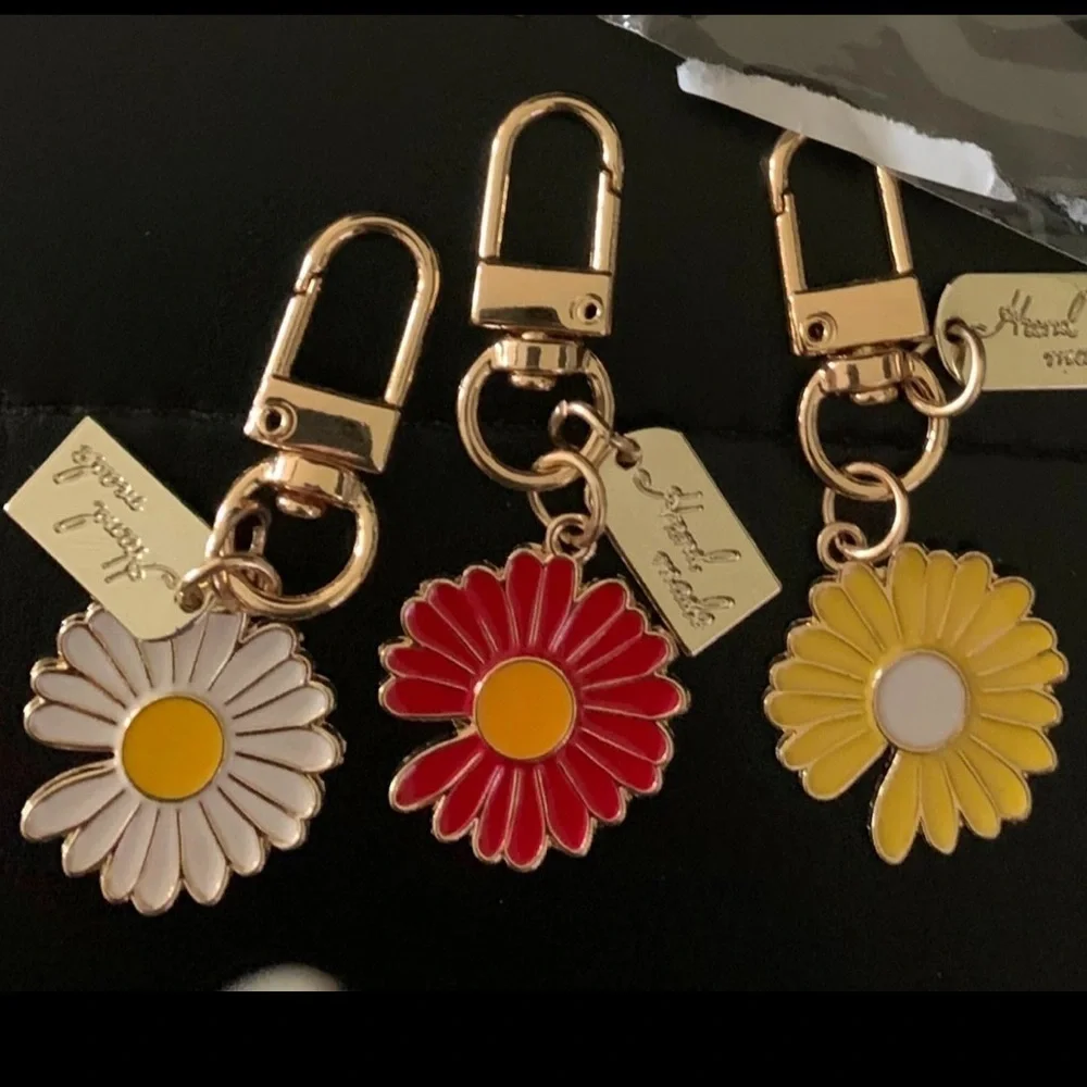 Daisy purse charms set of 3 with gold hardware for purse accessories spr…